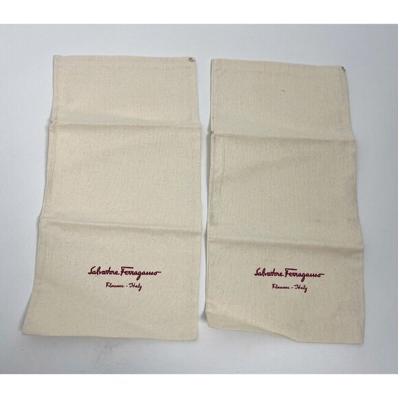 Salvatore Ferragamo 2 Dust Shoe Bag Drawstring Closure Cotton Italy Made 17X 8.5 - Picture 1 of 6